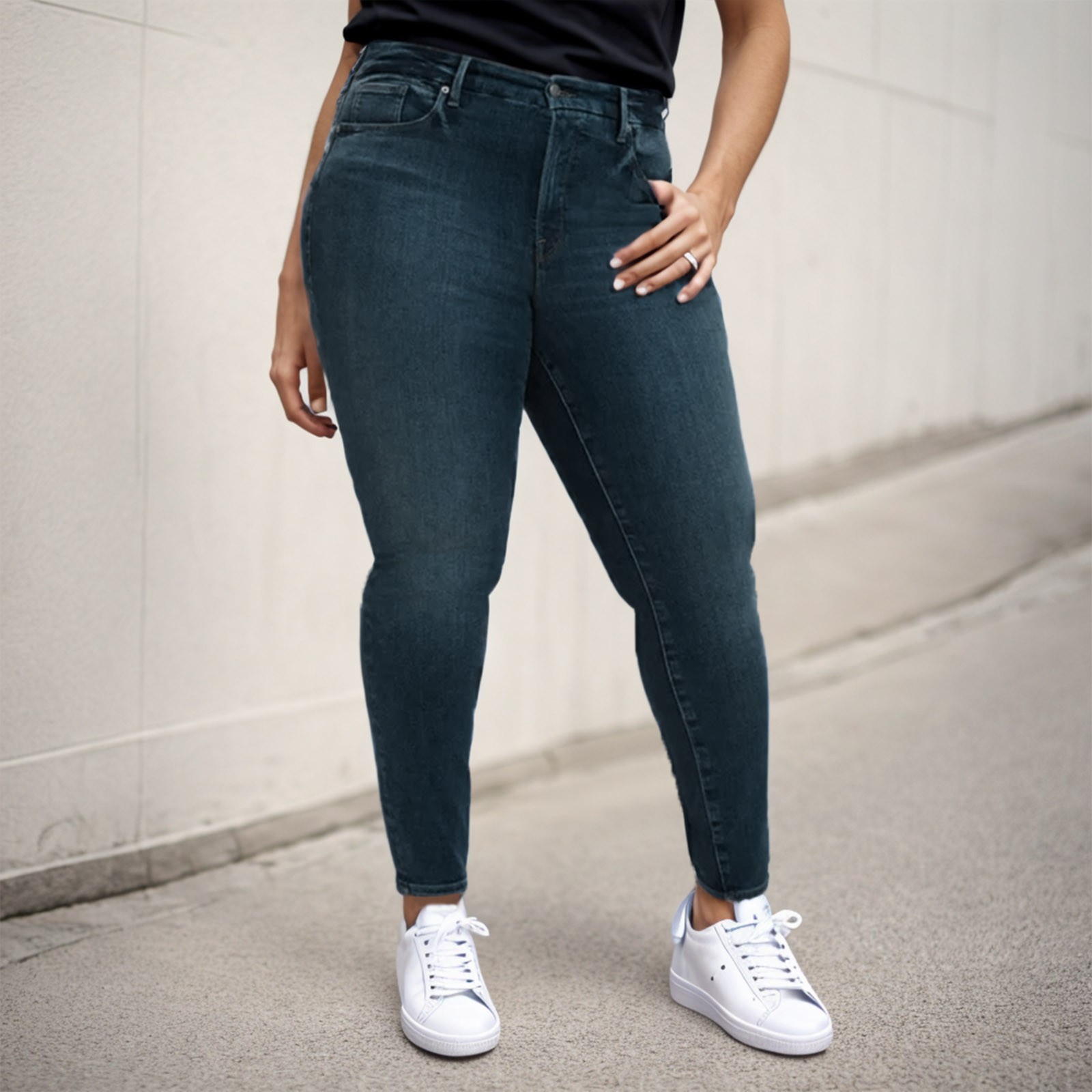 thumbnail image 2 of Jeggings con forro polar para mujer, tallas grandes - Cintura alta, sin cremallera, denim elástico, pantalones térmicos de invierno - L-XXXXL, 2 of 7
